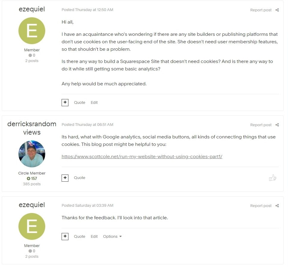 Squarespace support forum