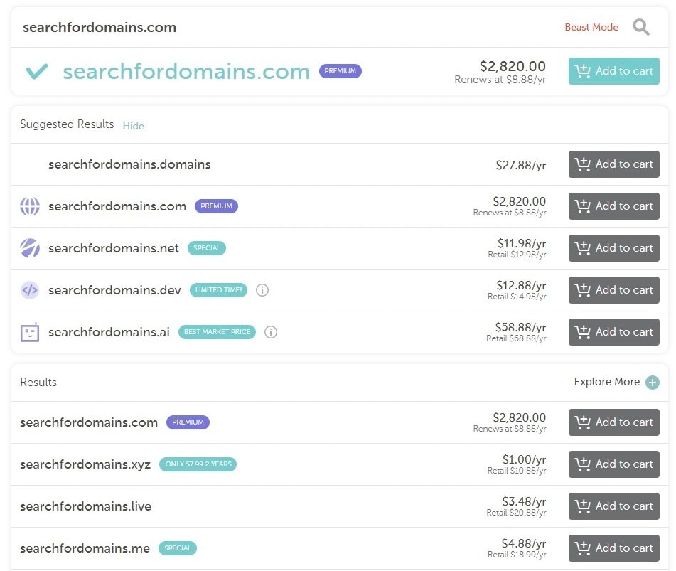 Namecheap domain search