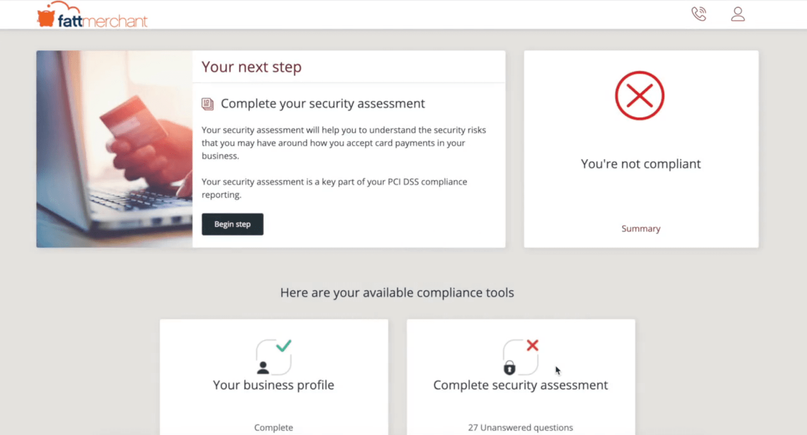 Stax's PCI compliance dashboard