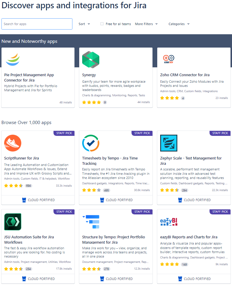 Jira's app store