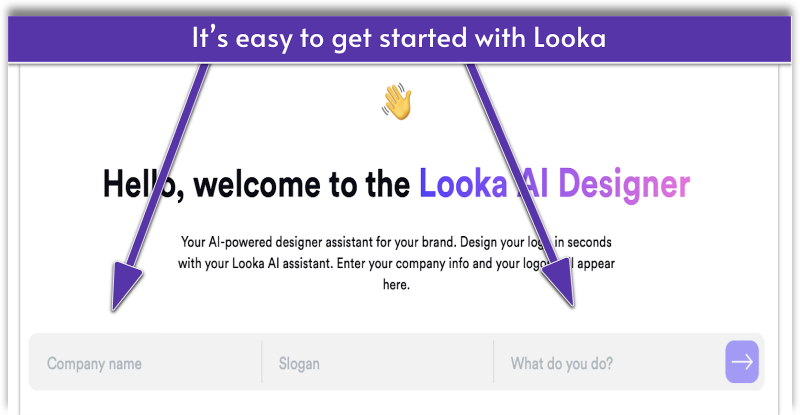 Looka Get Started online form