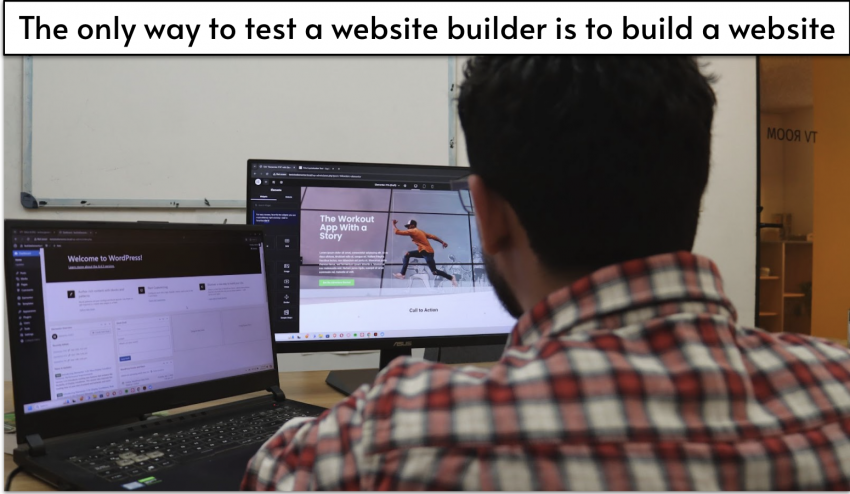 Person testing a website builder