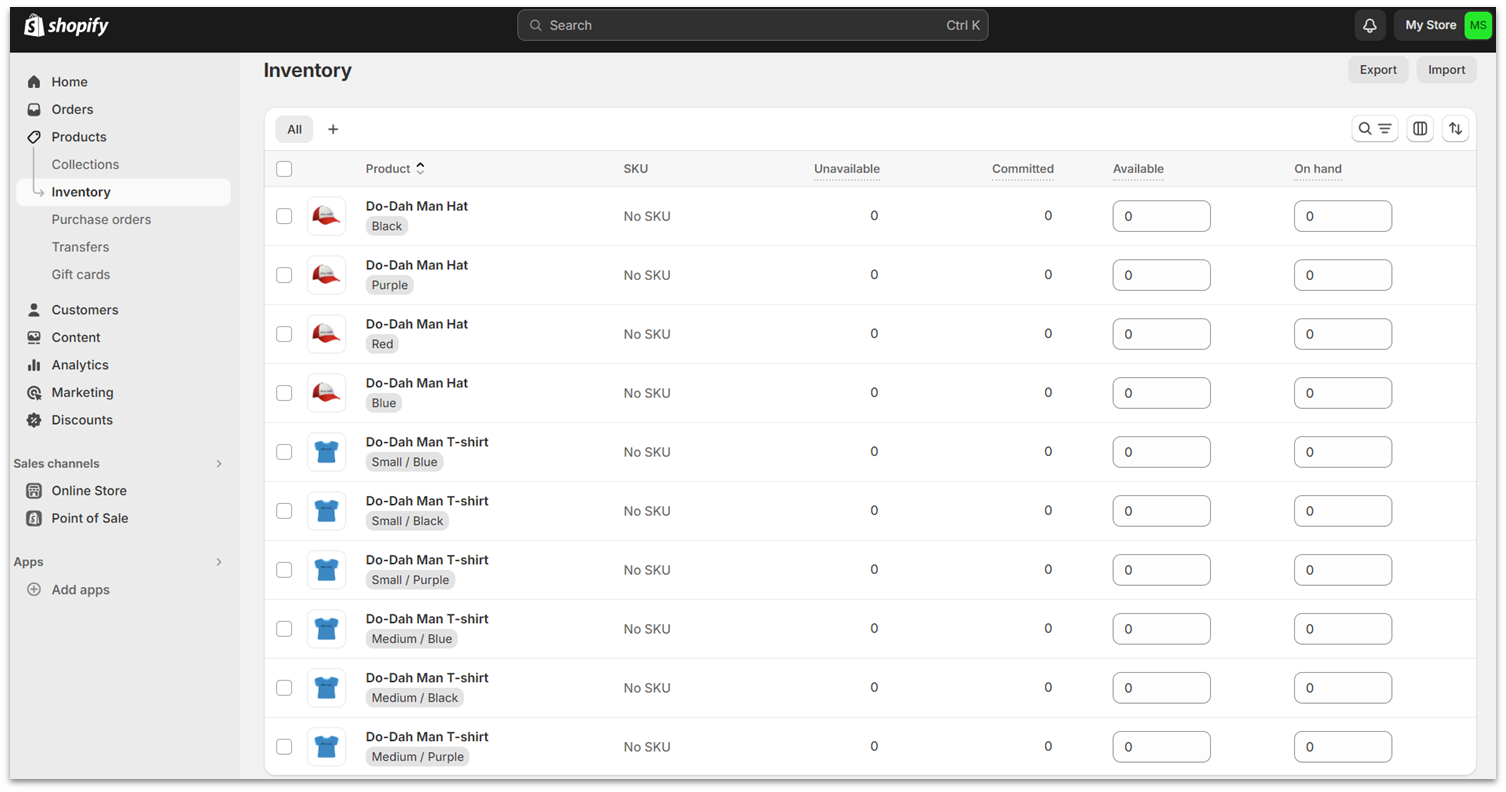 Shopify Inventory Tracking