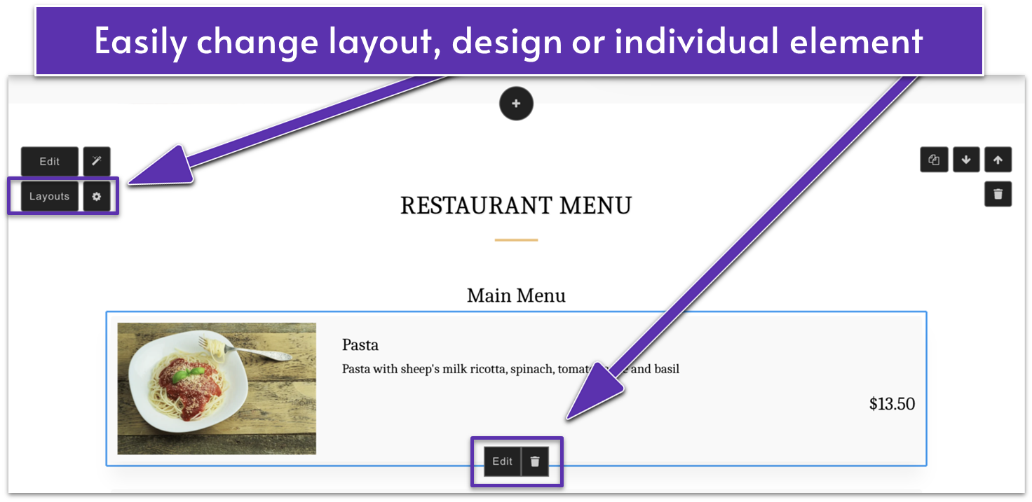 How to change layout and elements