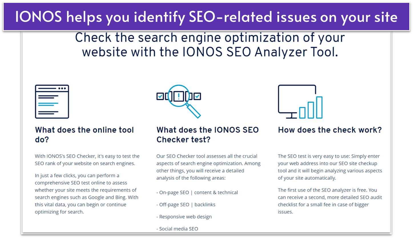 IONOS SEO Analyzer tool