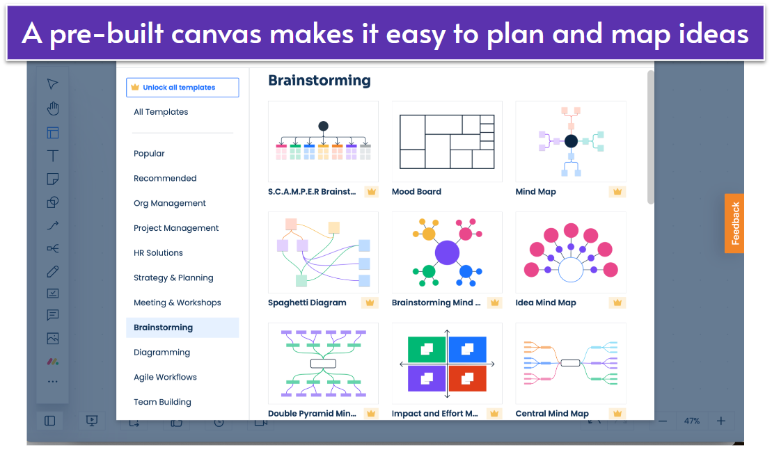 monday.com WorkCanvas templates