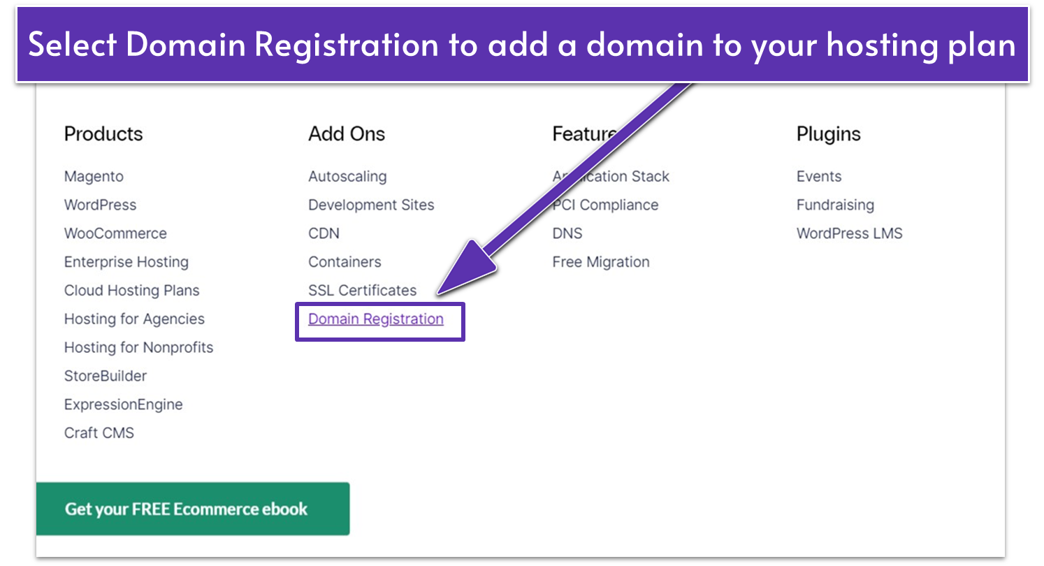 Nexcess account sign up with domain registration add on