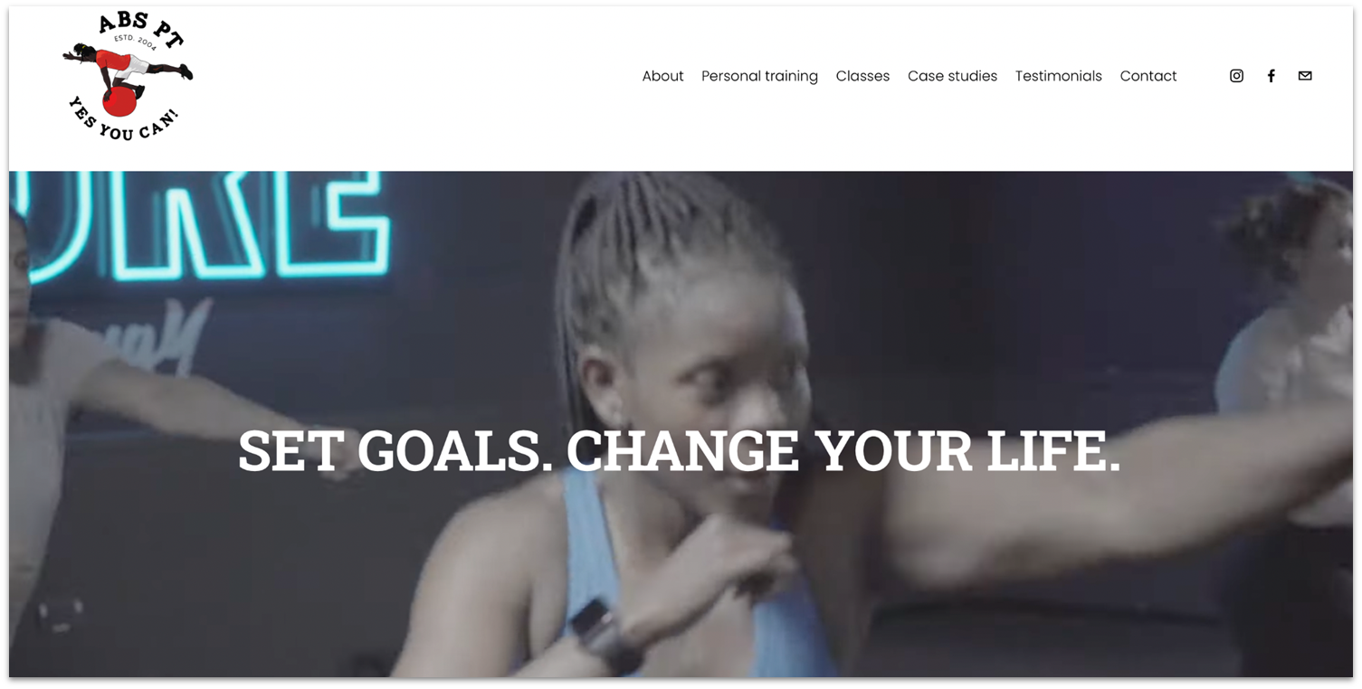 Abs Personal Trainer website homepage