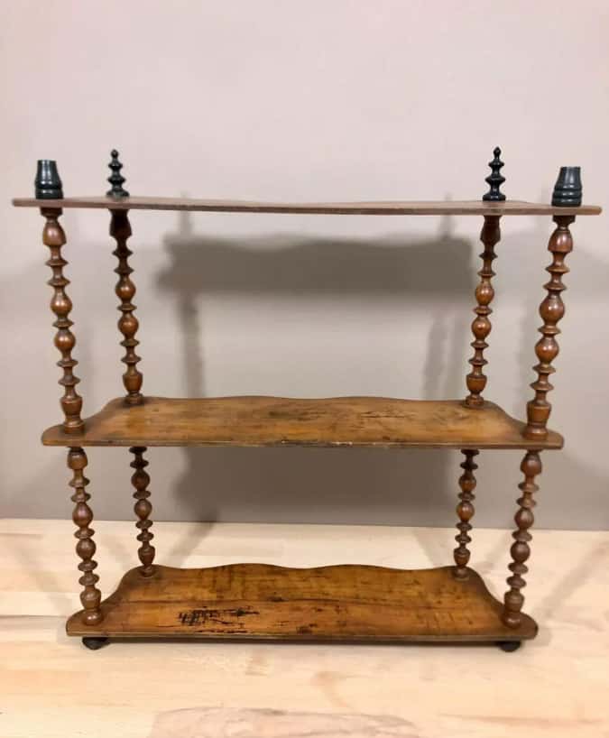 vintage wall shelf wooden with spindles