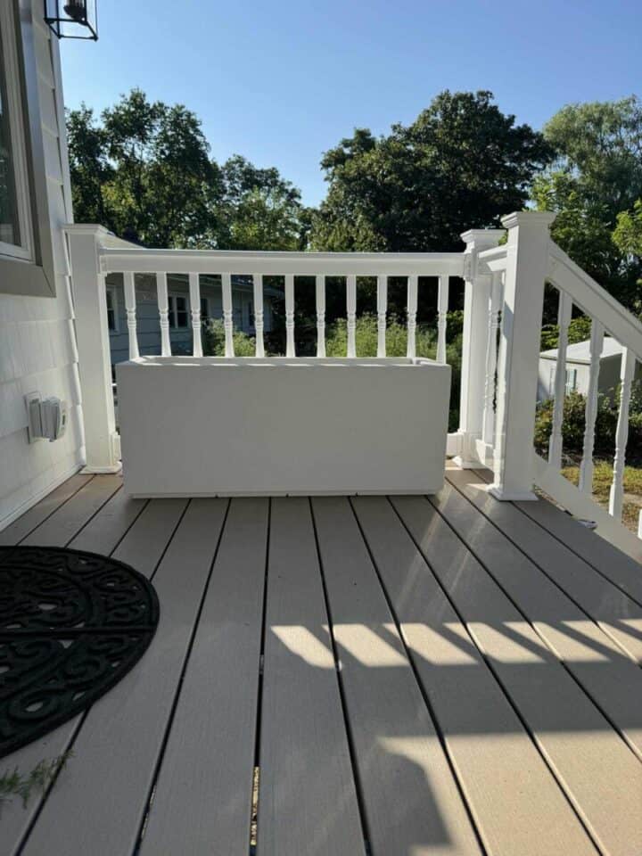 narrow deck planter for privacy trees