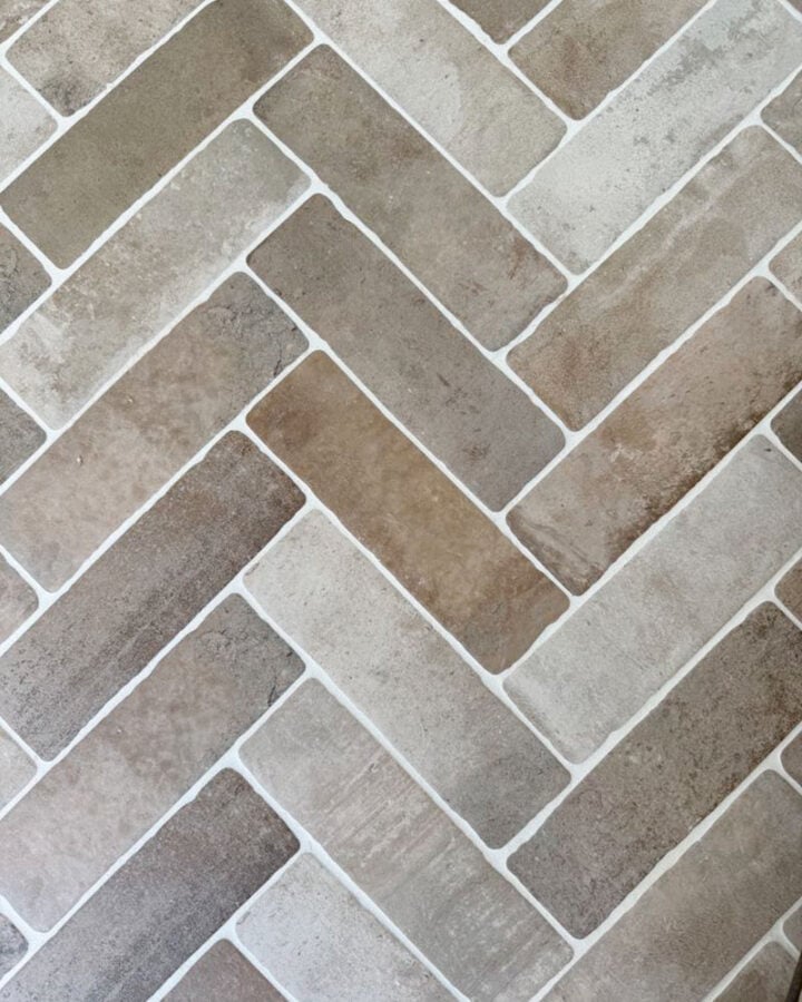 brick tile herringbone pattern floor