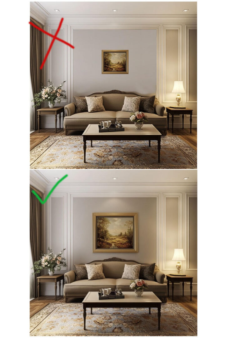 choosing-the-right-size-wall-art-do's-and-dont's - home decorating mistakes to avoid