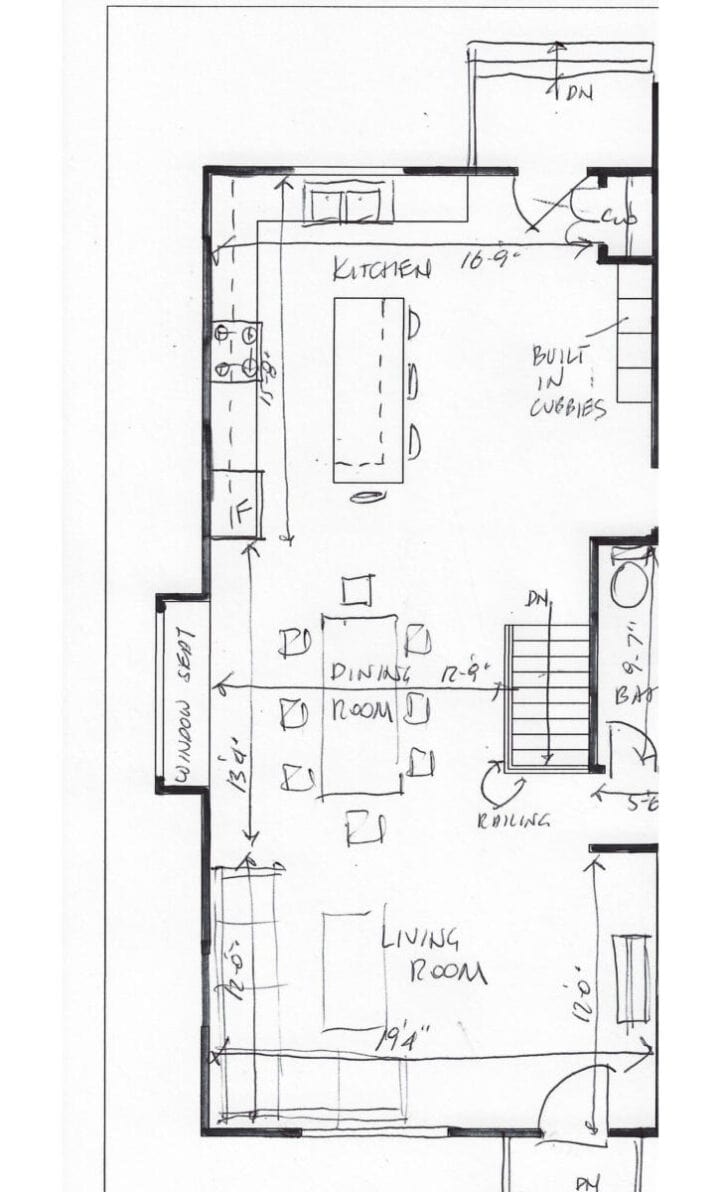 kitchen addition initial sketch open concept