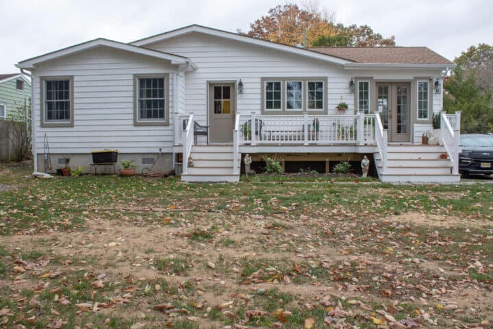 back of raised ranch hous exterior after renovations