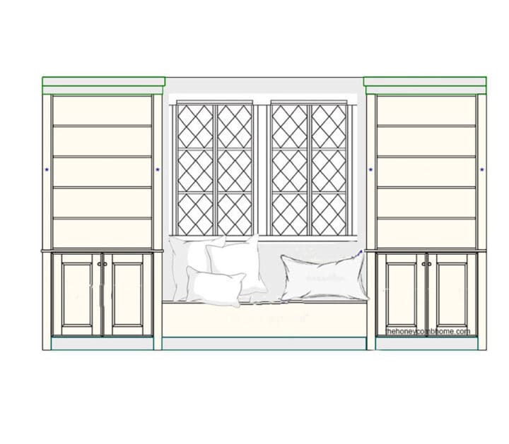 the honeycomb home dining room built ins rendering