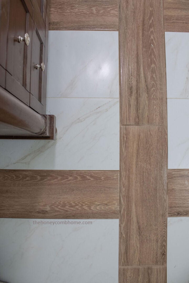 inlay-tile-floor-pattern wood and tile inlay bathroom floor